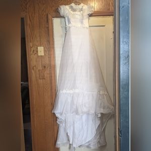 Super Stunning 60s Vintage Southern Belle Ruffled Flower Wedding Gown Size Small